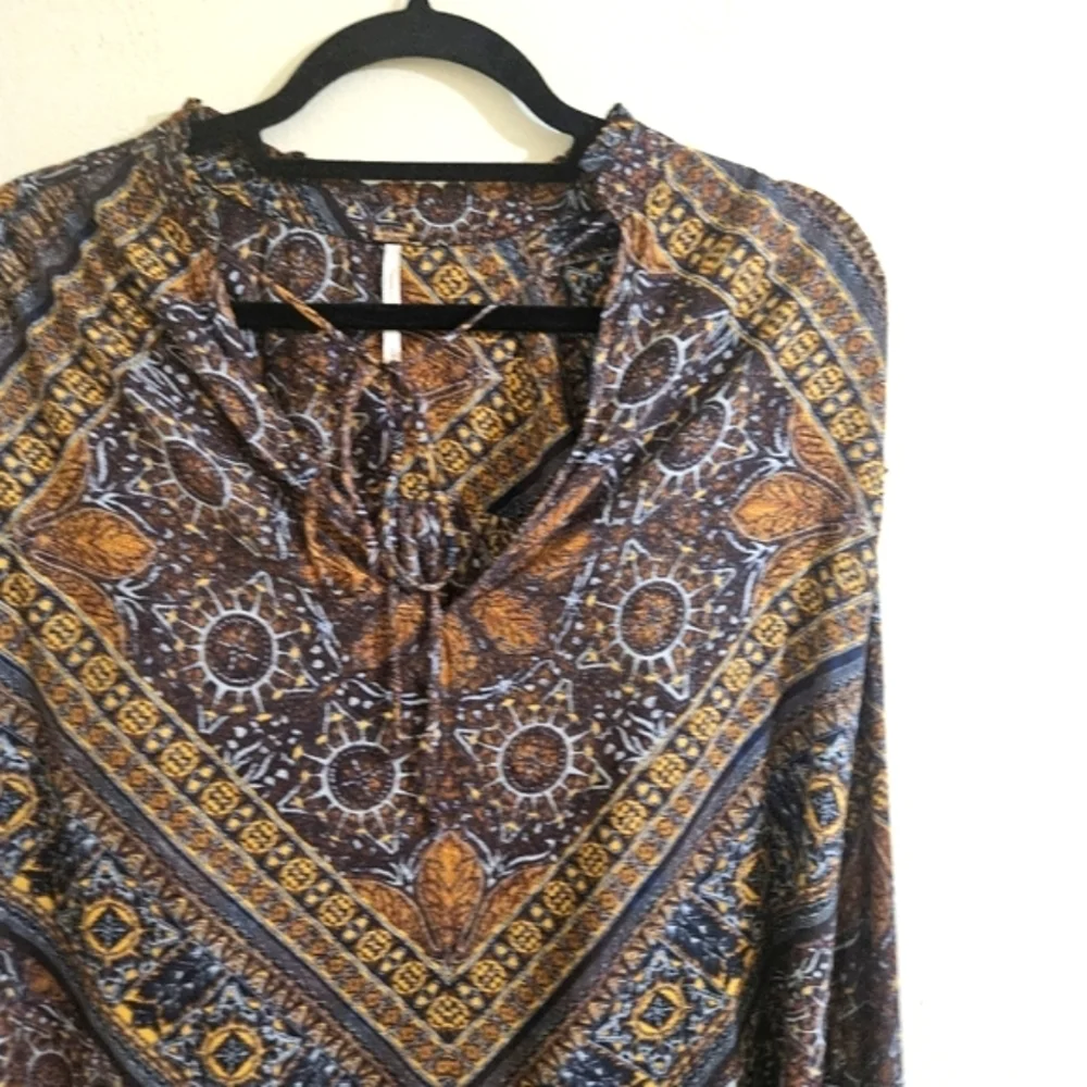 Free People Little Runaway Medallion Print Blouse